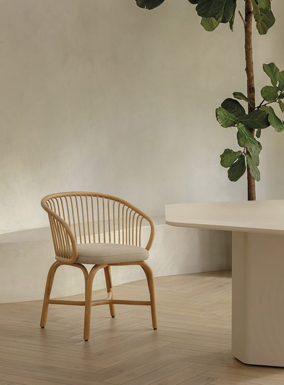 indoor collection - indoor furniture - huma dining armchair with rattan legs